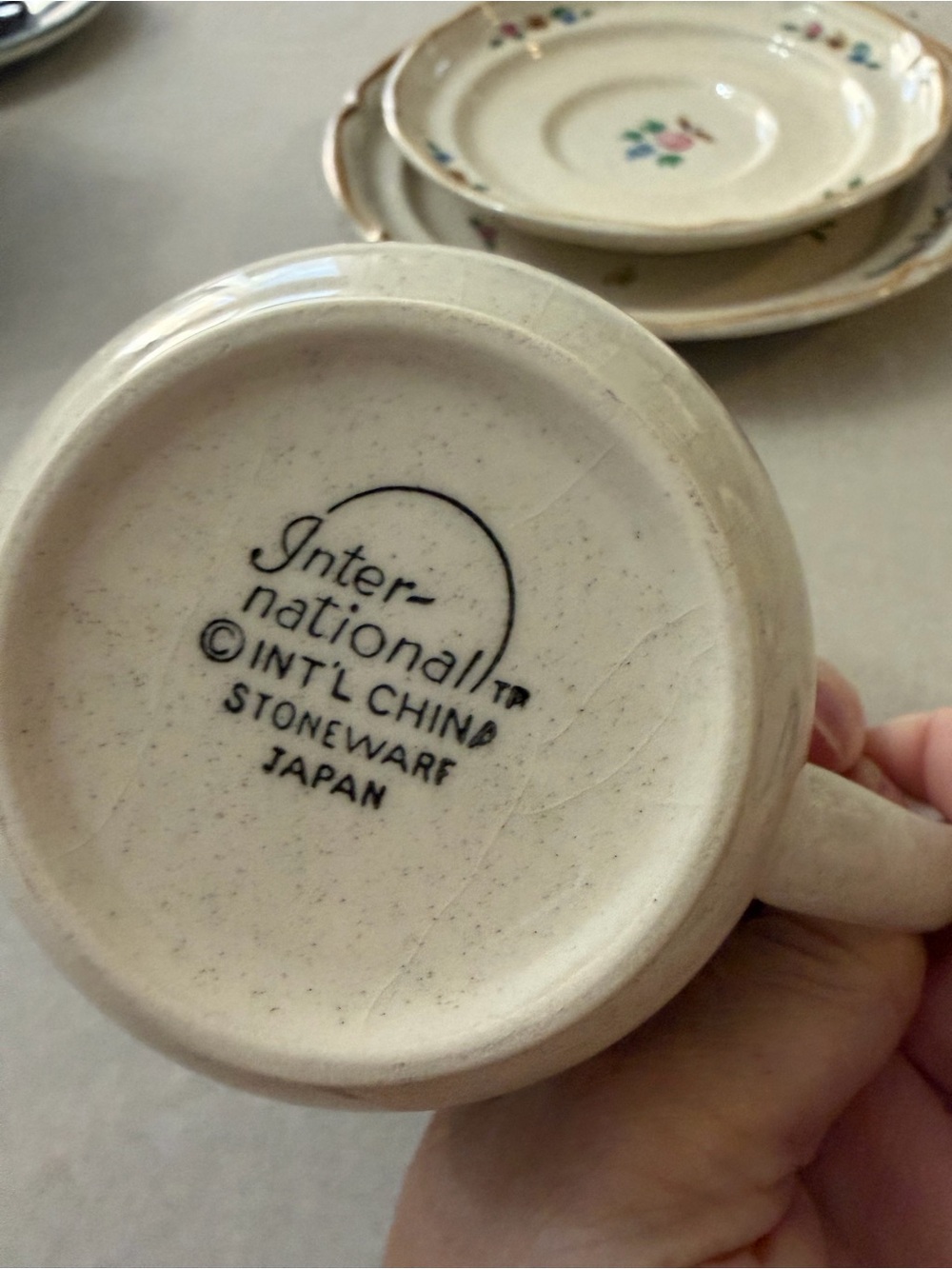 International Stoneware Cream Mug and Small Plate Set with Floral Accents - Picture 7 of 13